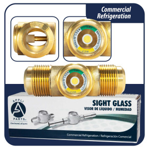Appli Parts APSG-34A 3/4 in Sight Glass and liquid moisture indicator Flare connections with Solid Body for HVAC/R installations suitable for CFC HCFC HFC refrigerants Appli Parts APSG-34A 3/4 in Sight Glass and liquid moisture indicator Flare connections with Solid Body for HVAC/R installations suitable for CFC HCFC HFC refrigerants