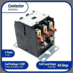 Appli Parts APAC-340120 Heavy Duty 3 Poles Contactor 40 Amp 120 Volts Coil Replacement for ac Compressor and Electrical Applications UL Certified 476929 Appli Parts APAC-340120 Heavy Duty 3 Poles Contactor 40 Amp 120 Volts Coil Replacement for ac Compressor and Electrical Applications UL Certified 476929