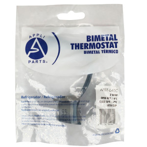 Appli Parts APBT-L40C Bimetal Thermostat 2 Wire, Open 40 F and Close 20 F, With Clip, black and black colored wires, Reference BIM-316 / Thermodisc Appli Parts APBT-L40C Bimetal Thermostat 2 Wire, Open 40 F and Close 20 F, With Clip, black and black colored wires, Reference BIM-316 / Thermodisc