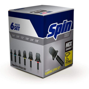 Flaring Spin Set 6 Tools Per Set: 1/4in, 3/8in, 1/2in, 5/8in, 3/4in, 7/8in F6000 Flaring Spin Set 6 Tools Per Set: 1/4in, 3/8in, 1/2in, 5/8in, 3/4in, 7/8in F6000