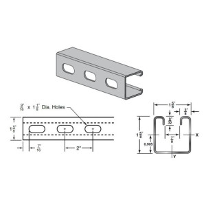 Deep Slotted Strut 1-5/8in x 1-5/8in x 10feet 14ga, PreGalv  Deep Slotted Strut 1-5/8in x 1-5/8in x 10feet 14ga, PreGalv