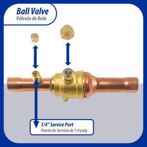 Appli Parts APBV-034 3/4 in Shut Off Ball Valve ODF Universal Replacement 610 psi (4.2 Mpa) max pressure -22 F to 248 F work temperature with 1/4 in SAE service port, with 7 in overall length Appli Parts APBV-034 3/4 in Shut Off Ball Valve ODF Universal Replacement 610 psi (4.2 Mpa) max pressure -22 F to 248 F work temperature with 1/4 in SAE service port, with 7 in overall length
