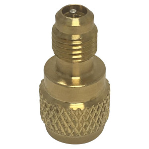 Appli Parts APCA-14516 1/4 in Female x 5/16 in Male, SAE, Compatible with R410A, Charging Adapter with Valve Core and Depressor for Ductless Mini Split and other Air Conditioning Applications
