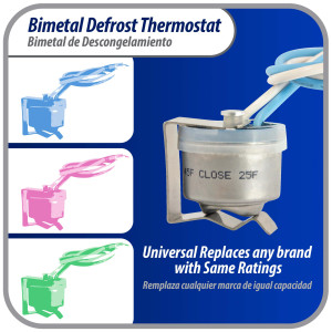Appli Parts APBT-L45C Bimetal Thermostat 2 Wire, Open 45 F and Close 25 F, With Clip, black and black colored wires, Reference BIM-315 / Thermodisc Appli Parts APBT-L45C Bimetal Thermostat 2 Wire, Open 45 F and Close 25 F, With Clip, black and black colored wires, Reference BIM-315 / Thermodisc