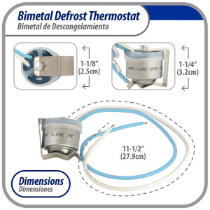 Appli Parts APBT-L45C Bimetal Thermostat 2 Wire, Open 45 F and Close 25 F, With Clip, black and black colored wires, Reference BIM-315 / Thermodisc Appli Parts APBT-L45C Bimetal Thermostat 2 Wire, Open 45 F and Close 25 F, With Clip, black and black colored wires, Reference BIM-315 / Thermodisc