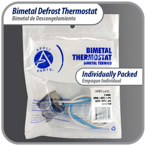 Appli Parts APBT-L45C Bimetal Thermostat 2 Wire, Open 45 F and Close 25 F, With Clip, black and black colored wires, Reference BIM-315 / Thermodisc Appli Parts APBT-L45C Bimetal Thermostat 2 Wire, Open 45 F and Close 25 F, With Clip, black and black colored wires, Reference BIM-315 / Thermodisc