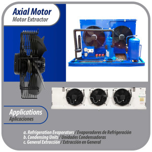 Appli Parts AXF-350 13-3/4 in Axial Fan Motor Guard Mounted Fan Blade 220 V, 1 Ph, 50-60 Hz, 180 W, 1550 rpm, Universal replacement for Cold Room Evaporators, Condensing Units, Work Temp -22F to 140F