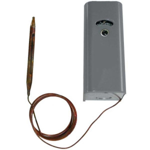 White Rodgers 1609-101 Thermostat with Remote Bulb -29.2 F to 89.6 F, Hydraulic Action Element, Dustproof Steel Case with Top and Bottom Knockouts, Adjustable Dial in F and C, High Electrical Rating