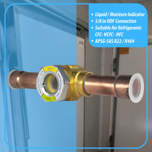 Appli Parts APSG-58S 5/8 in Sight Glass and liquid moisture indicator Solder connections with take-apart Body for HVAC/R installations suitable for CFC HCFC HFC refrigerants Appli Parts APSG-58S 5/8 in Sight Glass and liquid moisture indicator Solder connections with take-apart Body for HVAC/R installations suitable for CFC HCFC HFC refrigerants