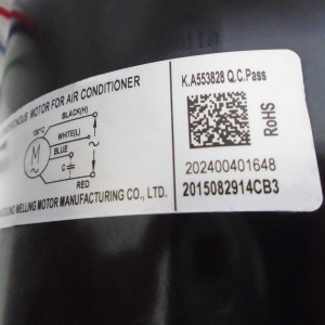 Fan Motor Outdoor Unit Inverter YKS-110-8-10 RoHS (YDK110-8W) 208-230V/60Hz 110W 8p 0.87A Bcl LRA 2.13A 202400401648 11002012000612 
Fits: ecox EIVCU036CXXB EIVCU060CXXB Midea MOV-36CDN1-N