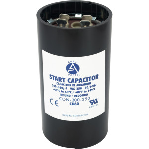 Appli Parts CON-300-250 Motor Start Capacitor 300-360 MFD uF, 250 VAC. Universal for Electric Motor Applications, 1.75 in Wide, 3.38 in Height