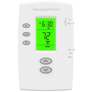 Honeywell TH2110DV1008/U PRO 2000 Vertical Programmable Thermostat for Air Conditioning Systems 1 Heat/1 Cool Heat Pump Systems, 1 Heat/1 Cool Conventional Systems 5-2 Day Programming LCD Screen Honeywell TH2110DV1008/U PRO 2000 Vertical Programmable Thermostat for Air Conditioning Systems 1 Heat/1 Cool Heat Pump Systems, 1 Heat/1 Cool Conventional Systems 5-2 Day Programming LCD Screen