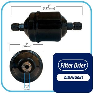 Appli Parts APFD-052 1/4 in Liquid Line Refrigerant AC Filter Drier hvac Refrigeration 052 SAE Flare connection universal unidirectional 4-1/2 in long 2 in wide
 Appli Parts APFD-052 1/4 in Liquid Line Refrigerant AC Filter Drier hvac Refrigeration 052 SAE Flare connection universal unidirectional 4-1/2 in long 2 in wide