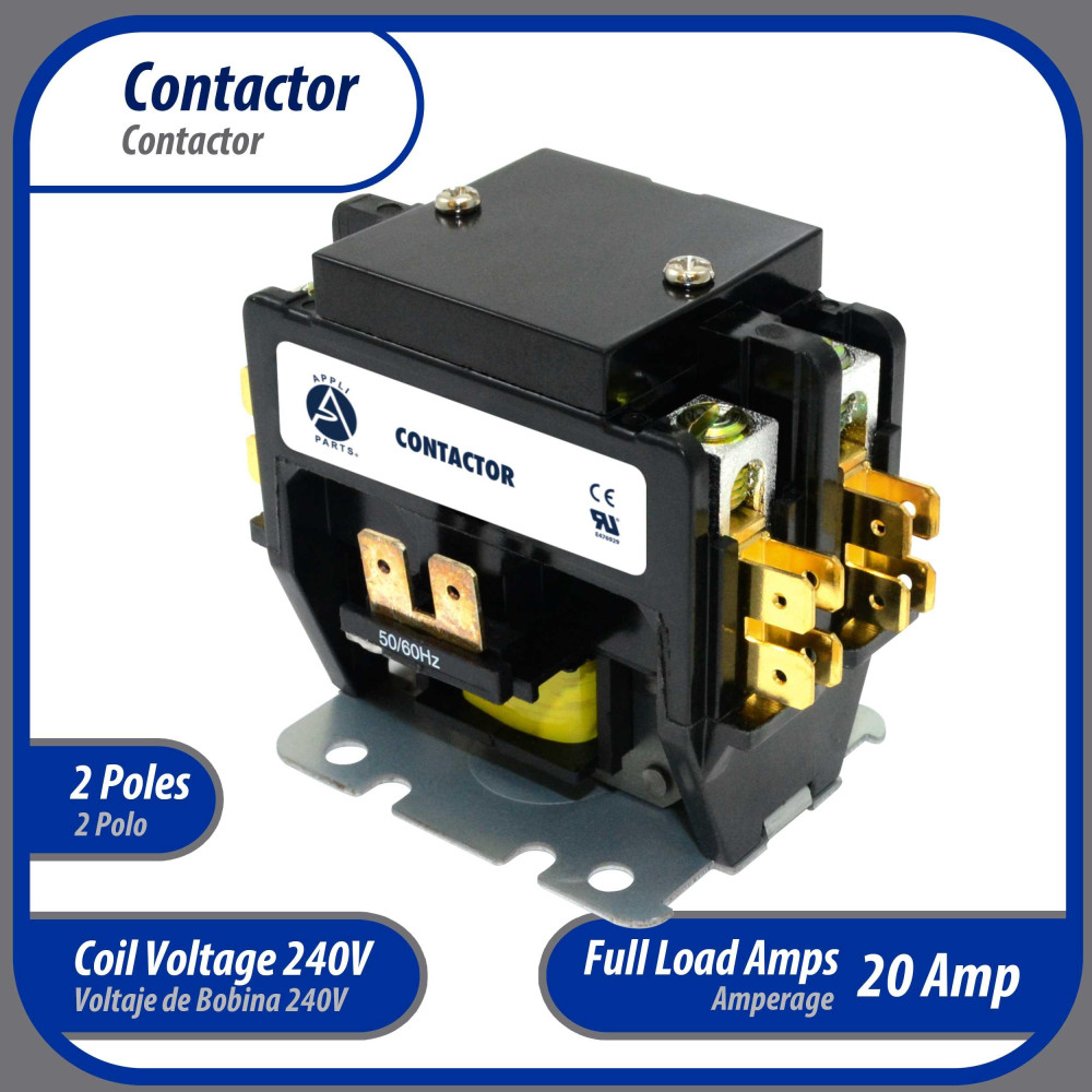 Appli Parts APAC-230120 Heavy Duty Contactor 2 Poles 30A 120V Coil Replacement for AC Compressors and Electrical Applications UL Certified E476929 Appli Parts APAC-230120 Heavy Duty Contactor 2 Poles 30A 120V Coil Replacement for AC Compressors and Electrical Applications UL Certified E476929