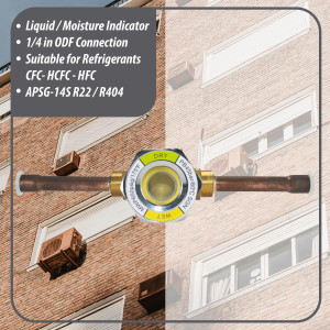 Appli Parts APSG-14S 1/4 in Sight Glass and liquid moisture indicator Solder connections with take-apart Body for HVAC/R installations suitable for CFC HCFC HFC refrigerants Appli Parts APSG-14S 1/4 in Sight Glass and liquid moisture indicator Solder connections with take-apart Body for HVAC/R installations suitable for CFC HCFC HFC refrigerants