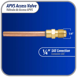 Appli Parts APVS-14144 1/4 in SAE Access Schrader Valve x 1/4 ODF x 4 in Copper Stem with Valve Core and Cap with gasket and core remover for AC and refrigeration systems Appli Parts APVS-14144 1/4 in SAE Access Schrader Valve x 1/4 ODF x 4 in Copper Stem with Valve Core and Cap with gasket and core remover for AC and refrigeration systems