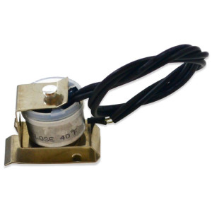 Appli Parts APBT-L21C Bimetal Thermostat Asian Type 2 Wire Open 60 F and Close 40 F with Clip, black and black wires, Model Reference BIM-21 / Thermodisc Appli Parts APBT-L21C Bimetal Thermostat Asian Type 2 Wire Open 60 F and Close 40 F with Clip, black and black wires, Model Reference BIM-21 / Thermodisc