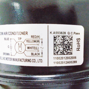 ecox single phase asynchronous fan motor for minisplit ductless indoor unit YDK50-4B (YDK50-4e-9) YKT-50-4-18 RoHS 220-230V 60Hz 50W 4p 0.39A F CL LRA 0.52A 202400410657 11002012002006 
