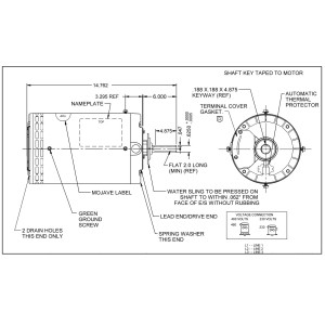 US Motors Mojave 1 hp 1140 rpm, 6 poles, 1 shaft, OAO Enclosure, 1 speed, 6.3 diameter, Reversible, 208-230 V/460 V, 60 hz, 3 ph, 1818H P063ELS5030015B, 
Fit: FC3106F H667 X502 CFM3156A 10502 US Motors Mojave 1 hp 1140 rpm, 6 poles, 1 shaft, OAO Enclosure, 1 speed, 6.3 diameter, Reversible, 208-230 V/460 V, 60 hz, 3 ph, 1818H P063ELS5030015B, 
Fit: FC3106F H667 X502 CFM3156A 10502