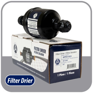 Appli Parts APFD-053 3/8 in Liquid Line Refrigerant AC Filter Drier hvac Refrigeration 053 SAE Flare connection universal unidirectional 4-1/2 in long 2 in wide
 Appli Parts APFD-053 3/8 in Liquid Line Refrigerant AC Filter Drier hvac Refrigeration 053 SAE Flare connection universal unidirectional 4-1/2 in long 2 in wide