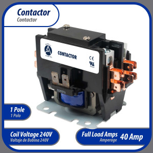 Appli Parts APAC-1S40240 Heavy Duty 1 Pole with Shunt Contactor 40 Amp 240 Volt Coil Replacement for ac Compressor and Electrical Applications UL 476929  Appli Parts APAC-1S40240 Heavy Duty 1 Pole with Shunt Contactor 40 Amp 240 Volt Coil Replacement for ac Compressor and Electrical Applications UL 476929