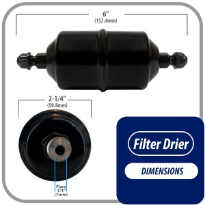 Appli Parts APFD-082 1/4 in Liquid Line Refrigerant AC Filter Drier hvac Refrigeration 082 SAE Flare connection universal unidirectional 6in long 2-1/4 in wide Appli Parts APFD-082 1/4 in Liquid Line Refrigerant AC Filter Drier hvac Refrigeration 082 SAE Flare connection universal unidirectional 6in long 2-1/4 in wide