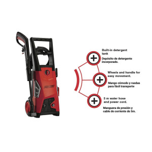 Promaker 1800W Presure Washer PRO-H1800
Voltage - Frequency: 120V - 60 Hz
Amperage: 15.5AMP
Power: 1800W
Rated flow: 1.8 gal/min
Max pressure: 2030 PSI
Auto stop: Si
Hose: 16.5ft
Cord: 16.5ft Promaker 1800W Presure Washer PRO-H1800
Voltage - Frequency: 120V - 60 Hz
Amperage: 15.5AMP
Power: 1800W
Rated flow: 1.8 gal/min
Max pressure: 2030 PSI
Auto stop: Si
Hose: 16.5ft
Cord: 16.5ft