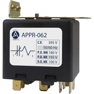 Appli Parts APPR-062 Potential Relay 062, Coil Voltage 395 V, Min Pick up 180 V, Max Pick up 195 V, Max Drop Out 100 V, 50/60 Hz Universal replacement for HVAC and Refrigeration units Appli Parts APPR-062 Potential Relay 062, Coil Voltage 395 V, Min Pick up 180 V, Max Pick up 195 V, Max Drop Out 100 V, 50/60 Hz Universal replacement for HVAC and Refrigeration units
