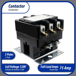 Appli Parts APAC-375120 Heavy Duty 3 Poles Contactor 75 Amp 120 Volts Coil Replacement for ac Compressor and Electrical Applications UL Certified 476929 Appli Parts APAC-375120 Heavy Duty 3 Poles Contactor 75 Amp 120 Volts Coil Replacement for ac Compressor and Electrical Applications UL Certified 476929
