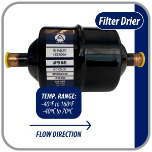 Appli Parts APFD-164S 1/2 in Liquid Line Refrigerant AC Filter Drier hvac Refrigeration 164S ODF Sweat Solder connection universal unidirectional 7in long 3in wide Appli Parts APFD-164S 1/2 in Liquid Line Refrigerant AC Filter Drier hvac Refrigeration 164S ODF Sweat Solder connection universal unidirectional 7in long 3in wide