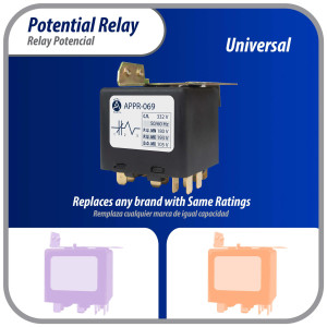 Appli Parts APPR-069 Potential Relay 069, Coil Voltage 332 V Min Pick up 180 V Max Pick up 193 V Max Drop Out 105 V 50/60 Hz Universal replacement for HVAC and Refrigeration units Appli Parts APPR-069 Potential Relay 069, Coil Voltage 332 V Min Pick up 180 V Max Pick up 193 V Max Drop Out 105 V 50/60 Hz Universal replacement for HVAC and Refrigeration units