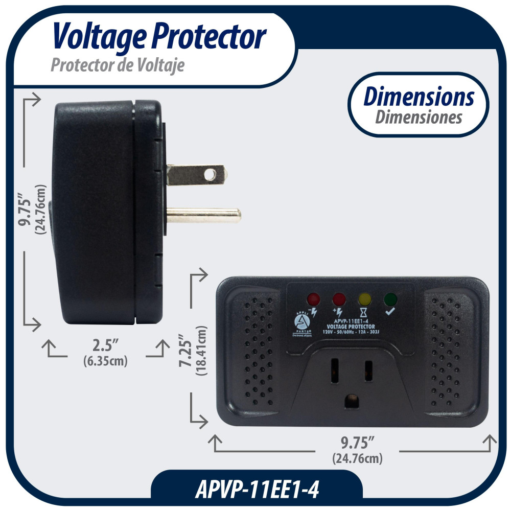 Appli Parts APVP-11EE1-4 120 V Voltage Surge Protector for Refrigerators with Digital Boards, 50/60 Hz, 12 A, 303 joules, regulator with time delay works with all appliance brands