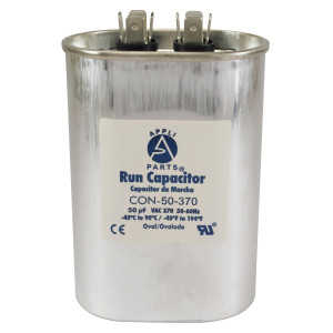 Appli Parts Run Capacitor for ac 50 Mfd uF (microfarads) 370VAC CBB65 Oval Universal fit for hvac and other applications in High in Wide CON-50-370
 Appli Parts Run Capacitor for ac 50 Mfd uF (microfarads) 370VAC CBB65 Oval Universal fit for hvac and other applications in High in Wide CON-50-370
