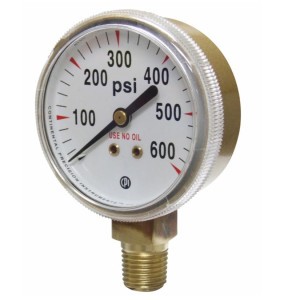 Uniweld G8SD Nitrogen Regulator Gauge 600 PSI Bottom Mount 2in Display 1/4in NPT connection Gold Steel Case
