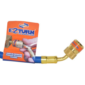 Uniweld EZM3B Manifold Hose 36 in, Blue, 1/4 x 5/16 in Connections, CFC,HCFC,HFC,R410 Ez-Turn Anti-Blowback Uniweld EZM3B Manifold Hose 36 in, Blue, 1/4 x 5/16 in Connections, CFC,HCFC,HFC,R410 Ez-Turn Anti-Blowback