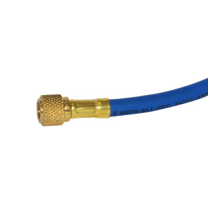 Uniweld EZM3B Manifold Hose 36 in, Blue, 1/4 x 5/16 in Connections, CFC,HCFC,HFC,R410 Ez-Turn Anti-Blowback Uniweld EZM3B Manifold Hose 36 in, Blue, 1/4 x 5/16 in Connections, CFC,HCFC,HFC,R410 Ez-Turn Anti-Blowback
