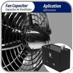 Appli Parts CAP-3.5-450 Fan Capacitor 3.5 mfd (microfarads) uf 450 VAC with 4 Terminal Connections compatible with any brand within the same range capacitance 1-7/8in Width 3/4in Depth 1-1/2in Height