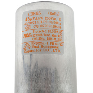 Compressor Run Capacitor 45uf 250VAC 202401090021, 17400103000052 Fits ecox 