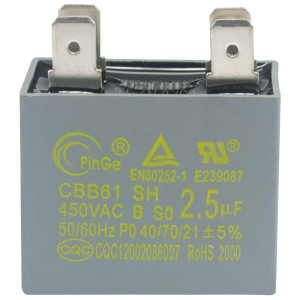 Fan Motor Capacitor 2.5UF 450VAC 17400101000083, 202401101024, 202401190014, 17400101000034, 202401190019, 17400101000019