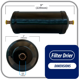 Appli Parts APFD-303S 3/8 in Liquid Line Refrigerant AC Filter Drier hvac Refrigeration 303S ODF Sweat Solder connection universal unidirectional 9 in long 3in wide Appli Parts APFD-303S 3/8 in Liquid Line Refrigerant AC Filter Drier hvac Refrigeration 303S ODF Sweat Solder connection universal unidirectional 9 in long 3in wide