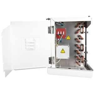 Danfoss 114U0004 Evaporator Optyma MBP 15K Btu/hr at 25F SST R404 Air Defrost 6FPI Low Profile 3 x 12in ECM fans DACC RX L150.1A4/A1 230V/1Ph/60Hz 
 Danfoss 114U0004 Evaporator Optyma MBP 15K Btu/hr at 25F SST R404 Air Defrost 6FPI Low Profile 3 x 12in ECM fans DACC RX L150.1A4/A1 230V/1Ph/60Hz