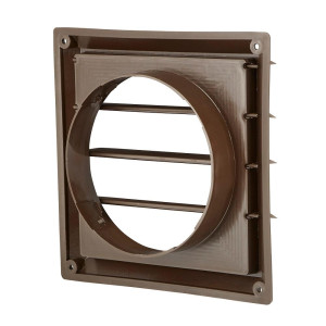 Lambro 361B 6 in Brown Plastic Wall Vent for Bath Fan and Range Hood Exhaust with Backdraft Damper Flaps Low Profile Exterior Vent Cover UV Resistant Paintable