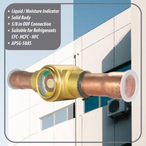 Appli Parts APSG-58AS 5/8 in Sight Glass and liquid moisture indicator Solder connections with Solid Body for HVAC/R installations suitable for CFC HCFC HFC refrigerants Appli Parts APSG-58AS 5/8 in Sight Glass and liquid moisture indicator Solder connections with Solid Body for HVAC/R installations suitable for CFC HCFC HFC refrigerants
