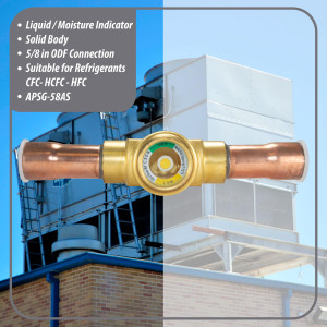Appli Parts APSG-58AS 5/8 in Sight Glass and liquid moisture indicator Solder connections with Solid Body for HVAC/R installations suitable for CFC HCFC HFC refrigerants Appli Parts APSG-58AS 5/8 in Sight Glass and liquid moisture indicator Solder connections with Solid Body for HVAC/R installations suitable for CFC HCFC HFC refrigerants