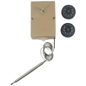 Appli Parts APRT-711 Refrigeration Mechanical Thermostat for Walk-in Coolers and Freezers, 2 Dial Reading Options, -31F to 95F and -35C to 35C, Capillary Tube length 59in with 4in Bulb 16A at 250V