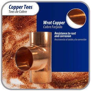 Appli Parts AP-T218 2-1/8 in Wrot Copper Tee CxCxC connections for refrigeration, air conditioning and plumbing applications ACR and Type L copper pipe Appli Parts AP-T218 2-1/8 in Wrot Copper Tee CxCxC connections for refrigeration, air conditioning and plumbing applications ACR and Type L copper pipe
