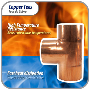 Appli Parts AP-T218 2-1/8 in Wrot Copper Tee CxCxC connections for refrigeration, air conditioning and plumbing applications ACR and Type L copper pipe Appli Parts AP-T218 2-1/8 in Wrot Copper Tee CxCxC connections for refrigeration, air conditioning and plumbing applications ACR and Type L copper pipe