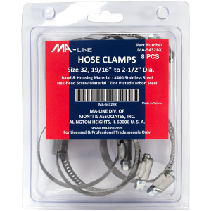 MA-Line MA-5432BX Hose Clamp 1-9/16in to 2-1/2in Diameter. Size 32. Combo Hex (10 x Bag) MA-Line MA-5432BX Hose Clamp 1-9/16in to 2-1/2in Diameter. Size 32. Combo Hex (10 x Bag)