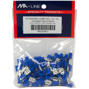 MA-Line MA02598-2 Quick Disconnect Flared Vinyl Insulated Female 16-14, 250 TAB. Bag of 100ea MA-Line MA02598-2 Quick Disconnect Flared Vinyl Insulated Female 16-14, 250 TAB. Bag of 100ea