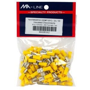 MA-Line MA02619-2 Quick Disconnect Flared Vinyl Insulated Female 12-10, 250 TAB. Bag of 100ea MA-Line MA02619-2 Quick Disconnect Flared Vinyl Insulated Female 12-10, 250 TAB. Bag of 100ea